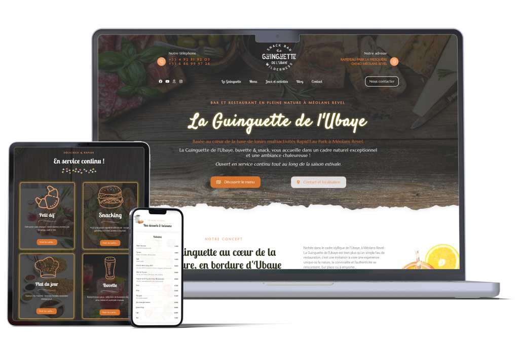 Présentation de la partie responsive du site internet la Guinguette de l'Ubaye