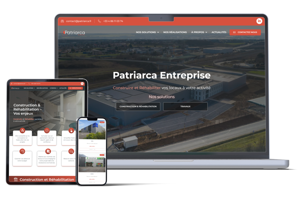 Image de présentation de l'accueil du site vitrine Patriarca Entreprise, site web réalisé par Steibel Numérique